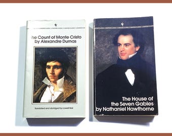 The House of Seven Gables - Nathaniel Hawthorne - The Count of Monte Cristo - Alexandre Dumas - Vintage Paperback Book Lot of 2  - PreOwned