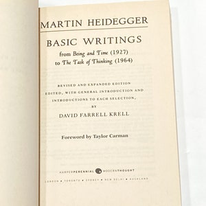 Basic Writings Martin Heidegger Vintage Philosophy Book Pre Owned Book Very Good Condition image 7