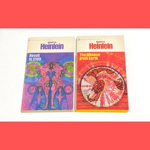 Revolt in 2100 & The Menace from Earth - Robert Heinlein - Vintage Sci Fi Paperback Lot of 2 Science Fiction Books - PreOwned Good Condition