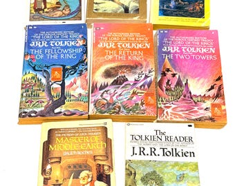 J.R.R. Tolkien Vintage Paperback Lot of 8 - Lord of the Rings Trilogy + The Hobbit + The Silmarillion + More - Fantasy Classics