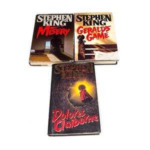 Stephen King - Misery 1st Edition - Delores Claiborne - Gerald’s Game - Vintage Hardcover lot of 3 - Horror Fiction Books PreOwned Used Good