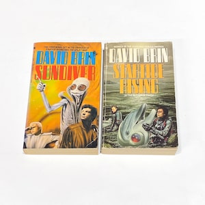 David Brin - Startide Rising - Sundiver - Science Fiction Vintage Sci Fi Paperback Book Lot of 2  - Pre Owned Book - Very Good Condition