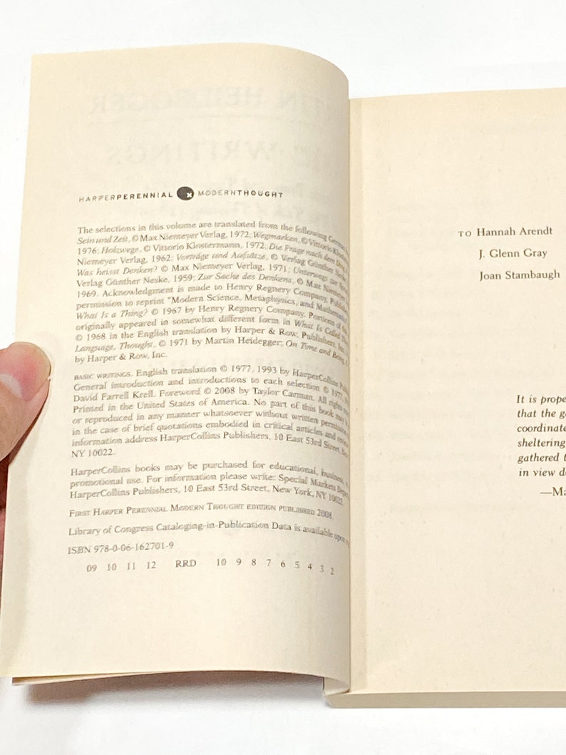 Basic Writings Martin Heidegger Vintage Philosophy Book Pre Owned Book Very Good Condition image 8