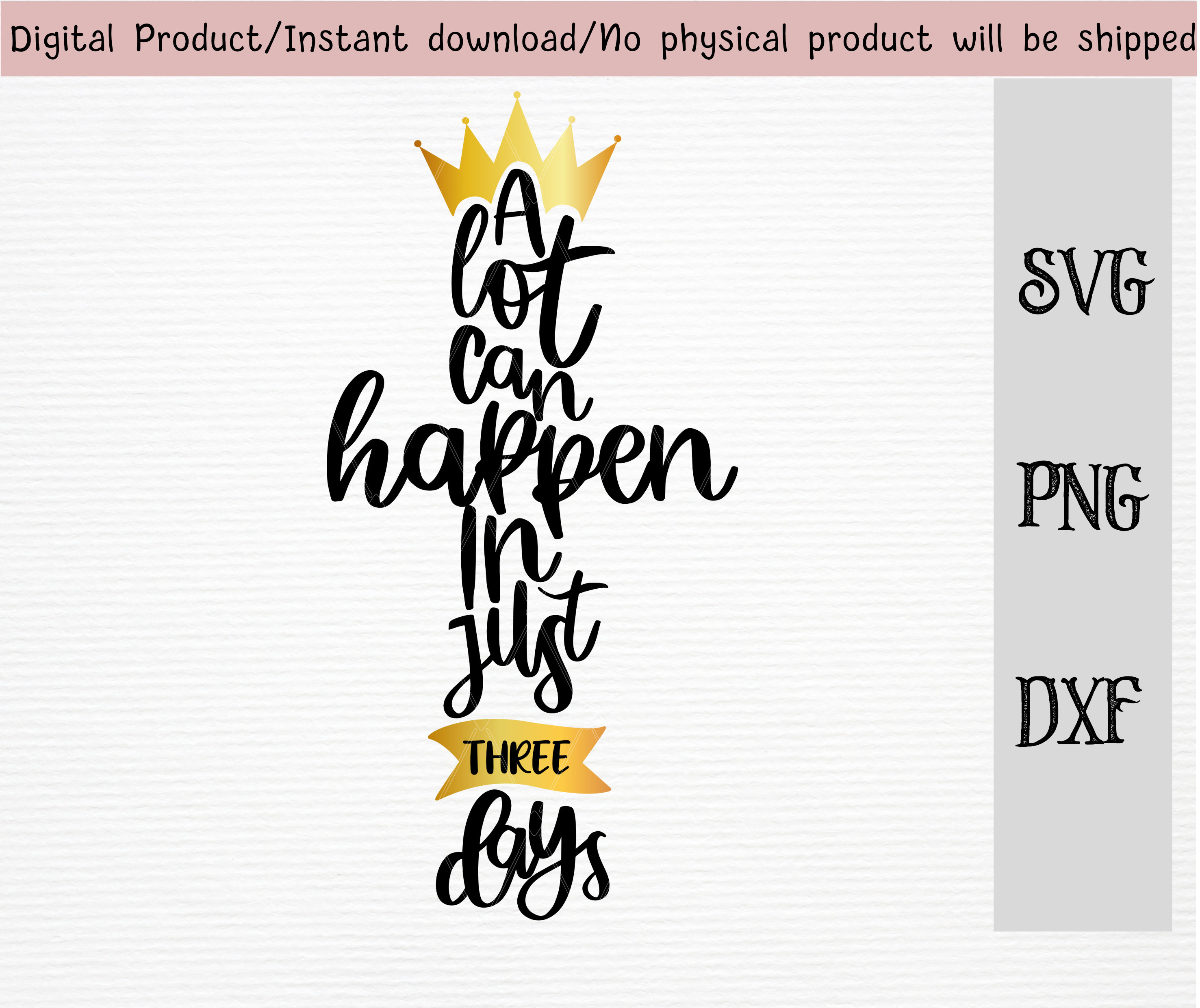 A Lot Can Happen in Just 3 Days SVGPNGDXF Filesclipartreligion Vector  Filecuttable for Cricut and Silhouette Machineinstant Download - Etsy