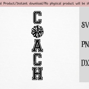 Vertical cheer coach letters with pom pom/sport/SVG/PNG/DXF files/ for Cricut/silhouette machine/cut file/instant download