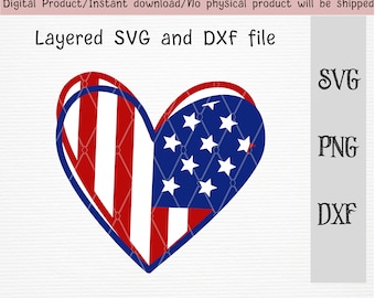 4th of July heart SVG/Fourth of July/America/USA flag heart SVG/ patriotic/Png/Dxf/instant download/Cricut file/Silhouette file