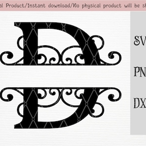 Split Capital Letter monograma SVG/DXF/PNG files/Split Captital Letter D/instant download