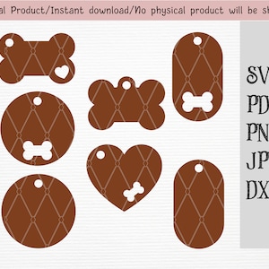 bundle di modelli di targhette per cani/file di taglio laser/targhette identificative per cani/Svg/Pdf/Dxf/Png/Jpg/modelli/file di taglio/pronti per il taglio/file Cricut/download immediato