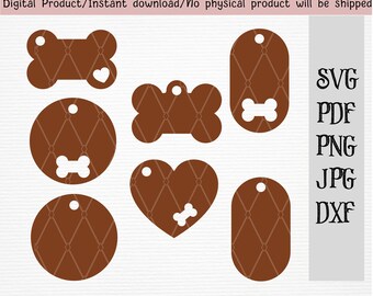 dog tag template bundle/laser cut file/dog ID tags/Svg/Pdf/Dxf/Png/Jpg/templates/Cut files/ready to cut/Cricut files/instant download