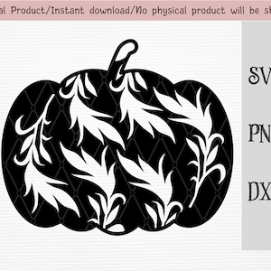Pumpkin with leaves pattern/pumpkin clipart/halloween/SVG/PNG/DXF files/ for Cricut/silhouette machine/cut file/instant download