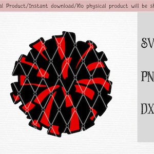Pom Pom Svg/Red and black cheerleading pom pom/2 color pom pom SVG/PNG/DXF files/ for Cricut/silhouette machine/cut file/instant download