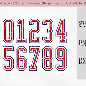 blue and red Jersey numbers SVG/PNG/DXF files/sport numbers/ numbers clipart Cricut/silhouette machine/cut file/instant download