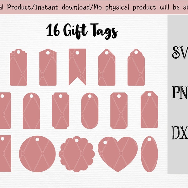 Geschenkanhänger Bundle/Etikett/Svg/Outline/Silhouette Cricut Datei/Vorlage Clipart/Svg/Png/Dxf Dateien/Bereit zum Schneiden/Sofortiger Download