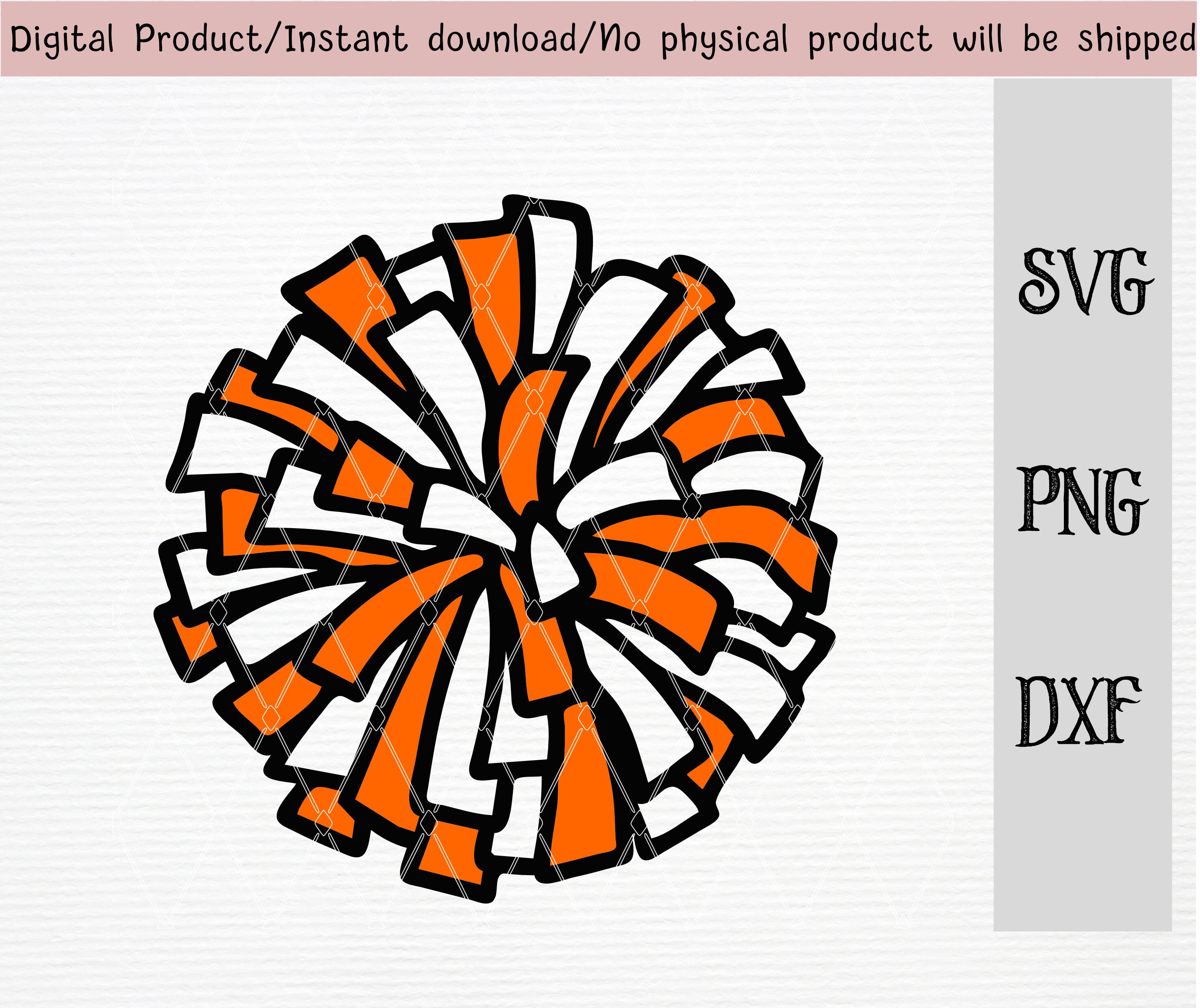 Pom Pom Svg/orange Cheerleading Pom Pom With Black Etsy