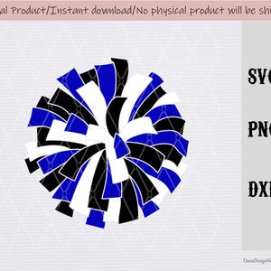 Royal blue with black and white pom pom/3 color pom pom SVG/PNG/DXF files/ for Cricut/silhouette machine/instant download