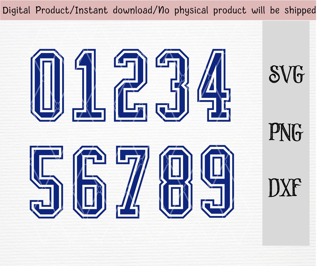 Blue and White Jersey Numbers SVG/PNG/DXF Files/sport Numbers/ Numbers