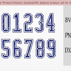 blue and white Jersey numbers SVG/PNG/DXF files/sport numbers/ numbers clipart Cricut/silhouette machine/cut file/instant download
