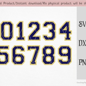 Navy and gold yellow Jersey numbers SVG/PNG/DXF files/sport numbers/ numbers clipart Cricut/silhouette machine/cut file/instant download