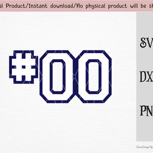 Navy and white Jersey number #00 SVG/PNG/DXF files/cut file/instant download