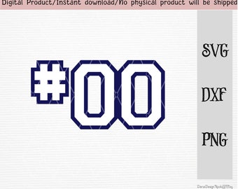 Jersey azul marino y blanco número #00 archivos SVG/PNG/DXF/archivo de corte/descarga instantánea