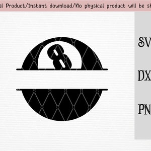 Split black 8 billiards ball SVG/PNG/DXF files/ for Cricut/silhouette machine/cut file/instant download