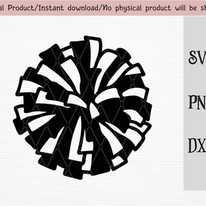 Pom Pom Svg/Hand-drawn cheerleading pom pom black/sport/SVG/PNG/DXF files/ for Cricut/silhouette machine/cut file/instant download