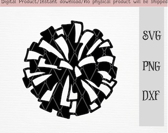 Pom Pom Svg/Hand-drawn cheerleading pom pom black/sport/SVG/PNG/DXF files/ for Cricut/silhouette machine/cut file/instant download