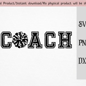 Black cheer coach letters with pom pom/sport/SVG/PNG/DXF files/ for Cricut/silhouette machine/cut file/instant download