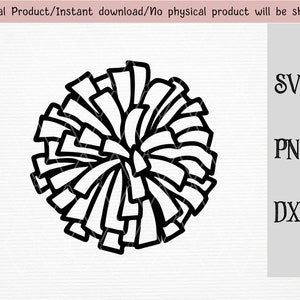 Lijntekening cheerleading pom pom zwart/sport/SVG/PNG/DXF-bestanden/ voor Cricut/silhouet machine/gesneden bestand/instant download