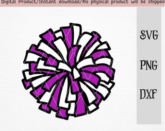 Pom Pom Svg/Purple cheerleading pom pom with black line/sport/SVG/PNG/DXF files/ for Cricut/silhouette machine/cut file/instant download
