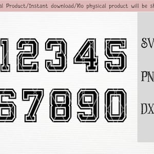 Jersey numbers SVG/PNG/DXF/jersey numbers with outline clipart/instant download/cut file