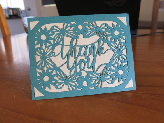 original Thank You card with butterfly and flower Design 8.5''*5.5''cutting file/SVG/DXF/PNG for Cricut/silhouette/ instant downlaod