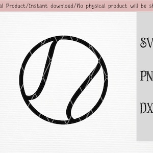 Tennisball SVG/PNG/DXF Dateien / schwarze Linie Zeichnung Tennisball für Cricut / Silhouette Maschine / Schneidedatei / sofortiger Download
