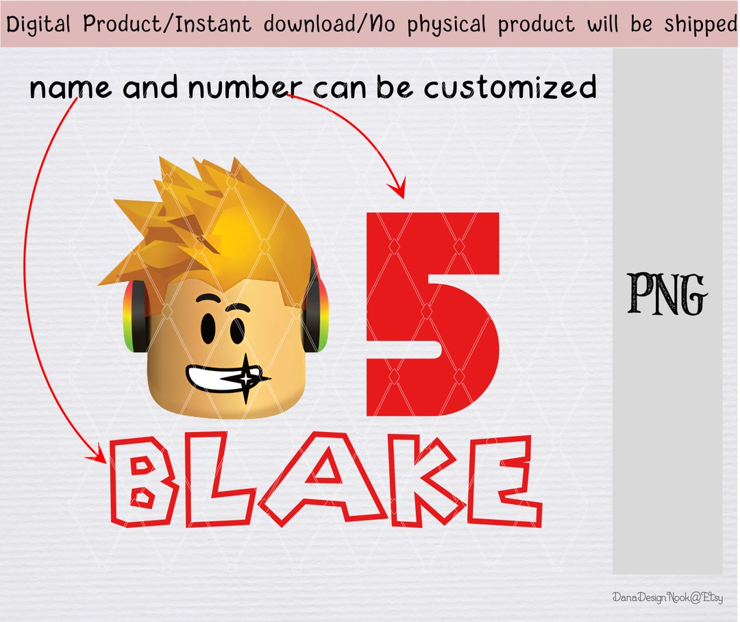 Customize Blond Roblox Character With Name and Number PNG 