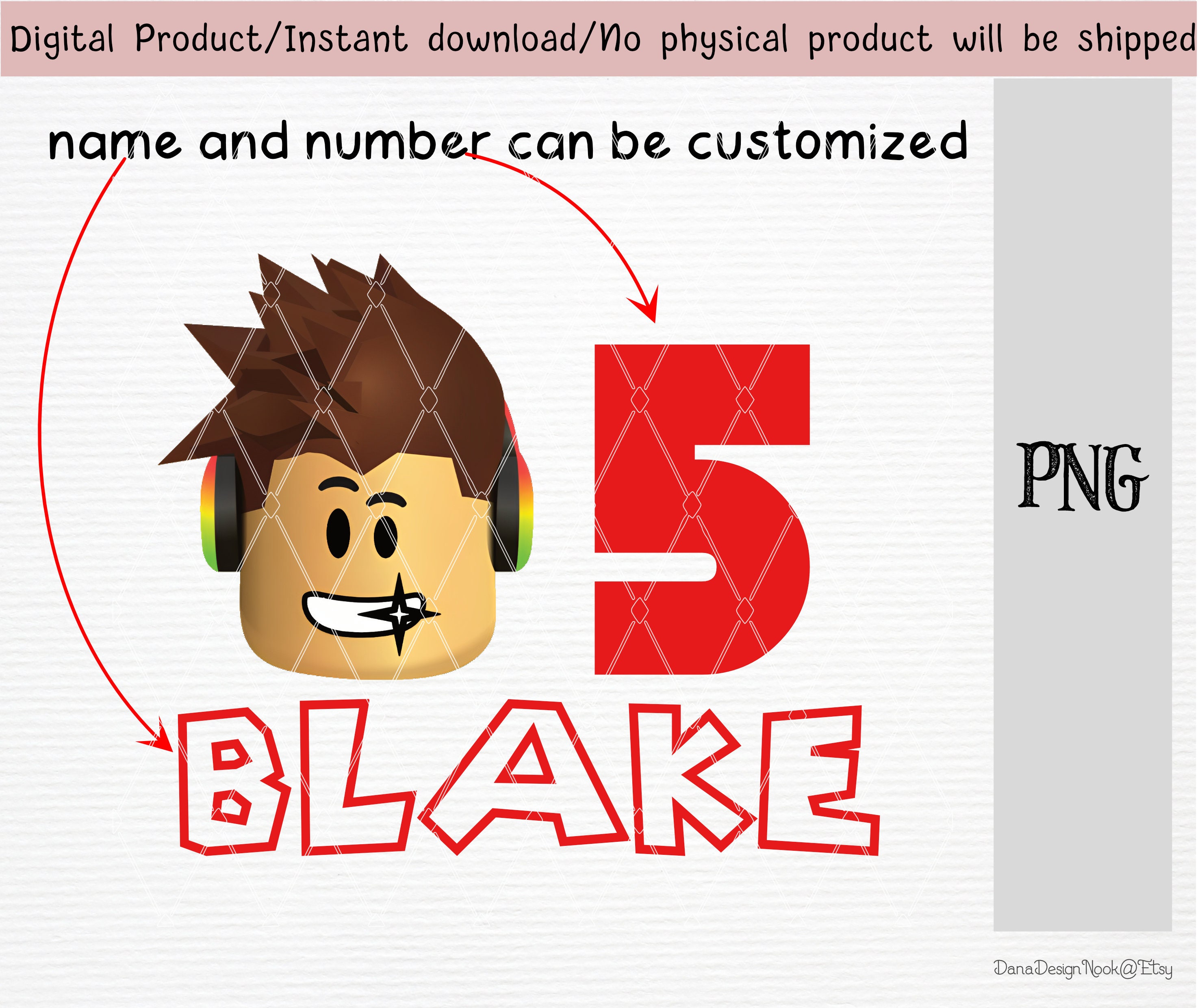 Customize Roblox Character With Name and Number PNG - Etsy