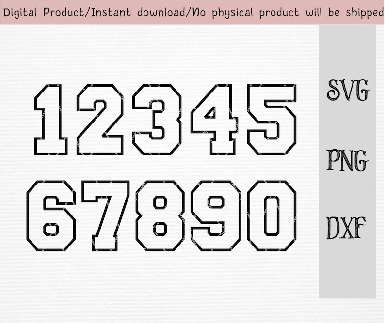 Jersey Numbers Svg/png/dxf/jersey Numbers Outline - Etsy