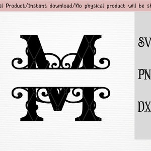 Split Capital Letter monogram SVG/DXF/PNG files/Split Captital Letter M/instant download