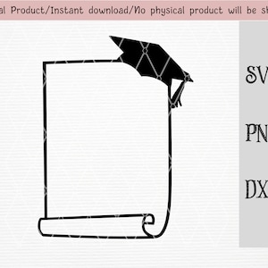 scroll with graduation cap Svg/Png/Dxf files/ Silhouette Cricut file/template Clipart/Ready to cut/instant download