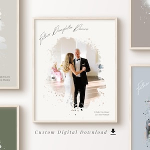 Impresión de retrato personalizado de padre e hija bailando, acuarela personalizada, regalos para papá, Día del Padre, Navidad, descarga digital, arte imprimible