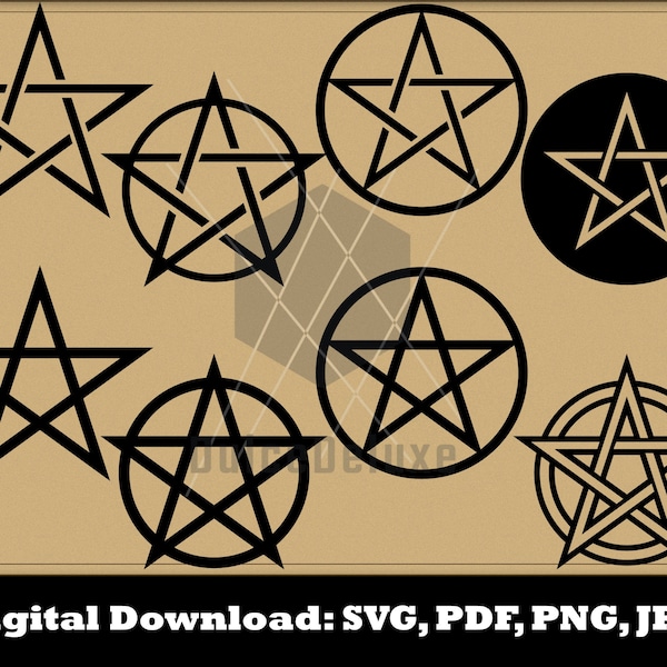 Pentagram SVG - Pentagram Silhouette - Pentagram Clipart - Pentagram Cut File - Pentagram Vector Instant Download Glowforge Ready Cricut 666