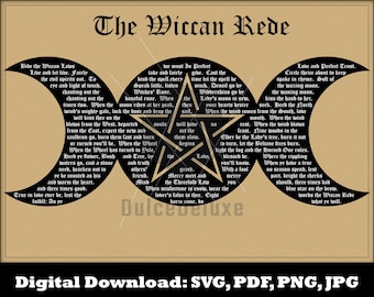 The Wiccan Rede SVG - Book of Shadows - Pagan Witchcraft SVG - Triple Moon Pentagram SVG - Cricut Vinyl Silhouette Clipart Instant Download