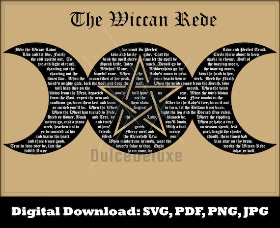 The Wiccan Rede SVG - Book of Shadows - Pagan Witchcraft SVG - Triple Moon Pentagram SVG - Cricut Vinyl Silhouette Clipart Instant Download