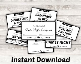 Printable Date Night Coupons - Valentines Day Gift for Her - Birthday Gift Anniversary Gift Boyfriend Girlfriend Husband Wife Spouse Instant