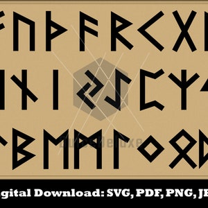 Viking Runes SVG Bundle - Elder Futhark Font Mjolnir Vegvisir Valknut Aegishjalmur Helm of Awe Clipart Vector Instant Download Glowforge
