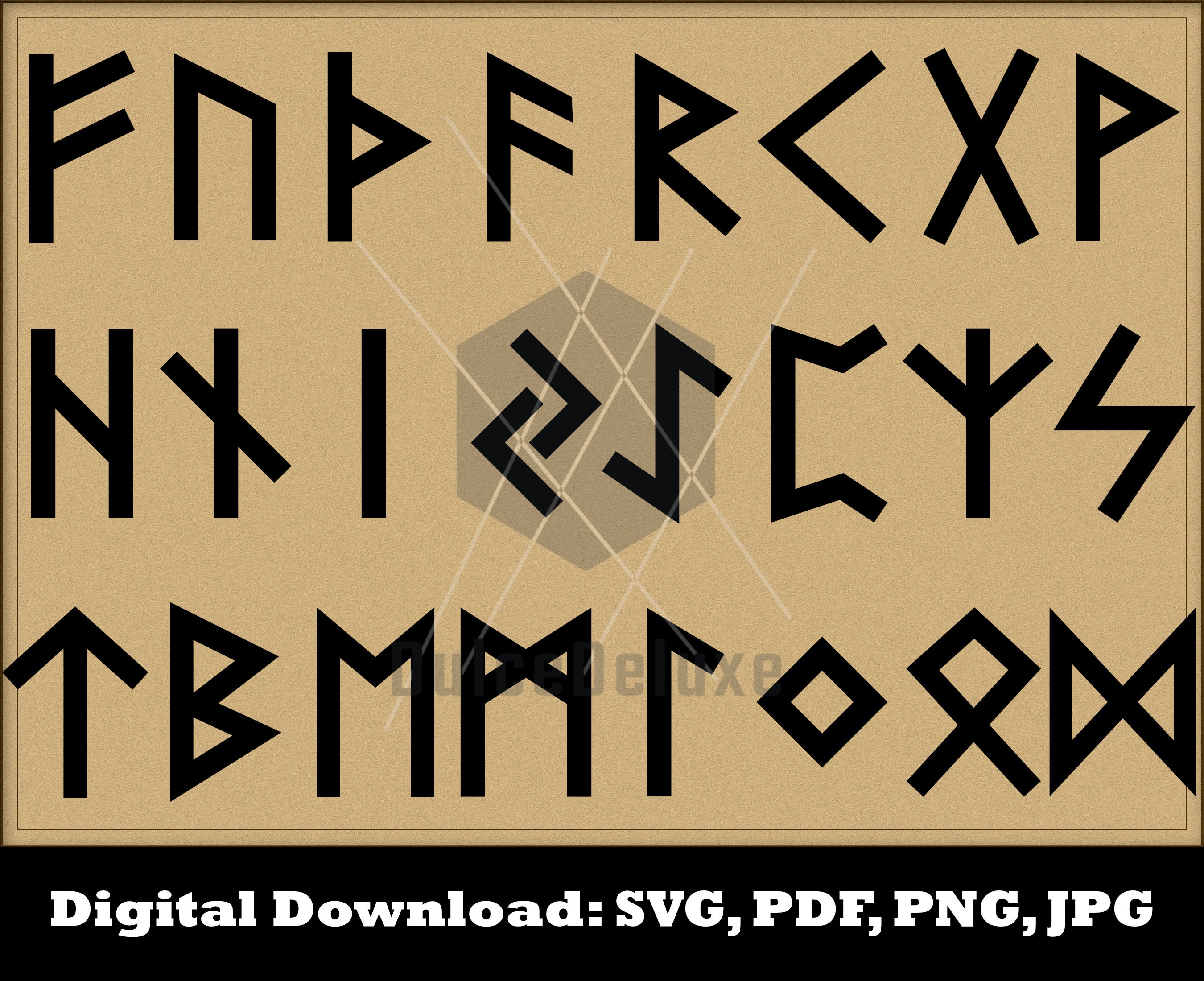 Viking Runes SVG Bundle Elder Futhark Font Mjolnir Vegvisir Valknut