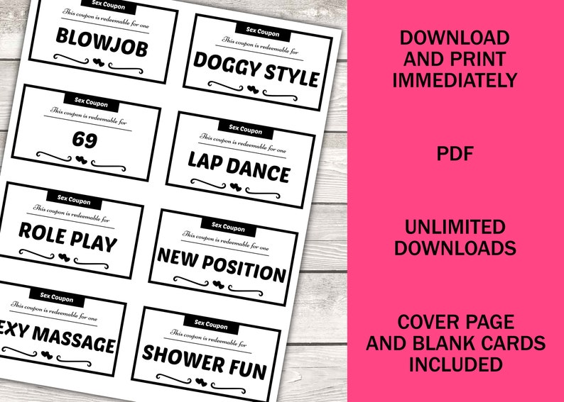 Printable Sex Coupons Boyfriend Birthday Gift for Him Valentines Day ...