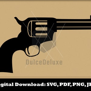 Revolver SVG - Gun SVG - zes Shooter SVG - Revolver Clipart - Revolver gesneden bestanden voor Silhouette - Revolver Vector Instant Download Glowforge
