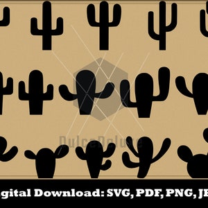 Cactus SVG - Cactus Silhouette - Glowforge Cactus - Cactus Bundle SVG - Cactus Clipart - Cactus Cut File - Vector Téléchargement instantané - Laser