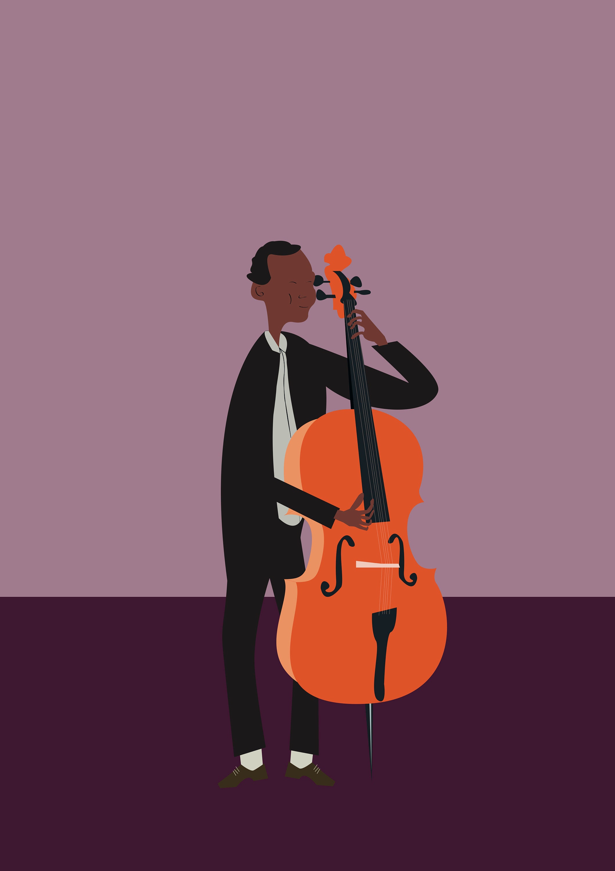 Upright Bass Jazz Musician Poster Printable Purple Musician Etsy