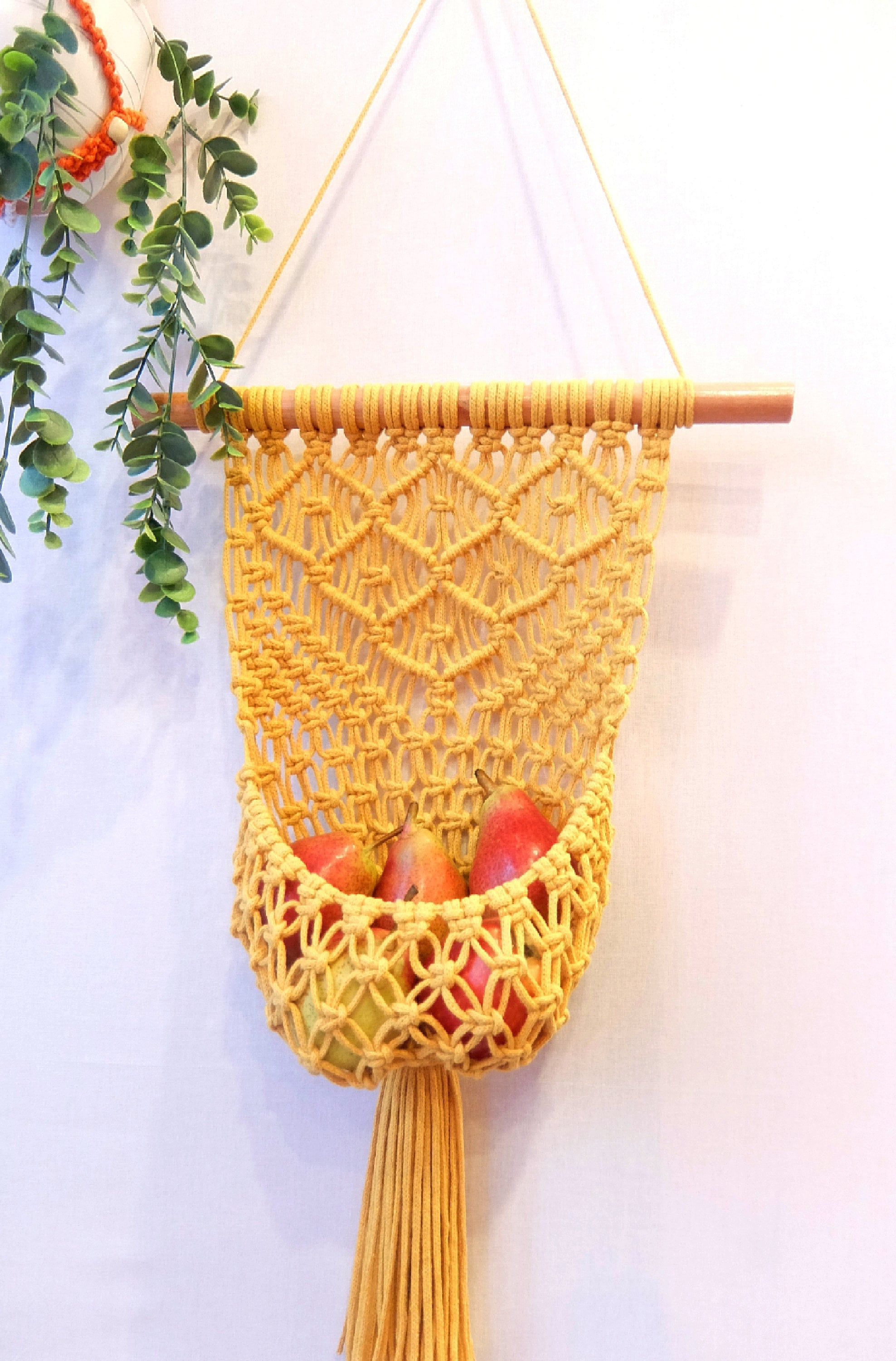 Wall hanging Fruit and Vegetable Basket Macrame Wicker Cotton Etsy